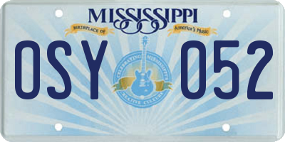 MS license plate OSY052
