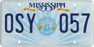 MS license plate OSY057