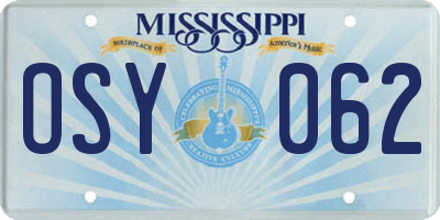 MS license plate OSY062