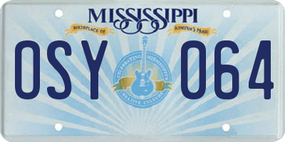 MS license plate OSY064