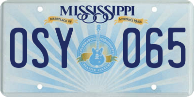 MS license plate OSY065