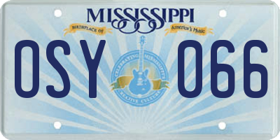 MS license plate OSY066