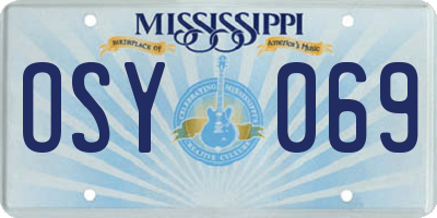 MS license plate OSY069