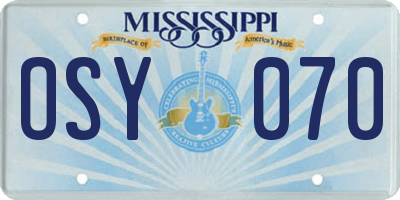 MS license plate OSY070