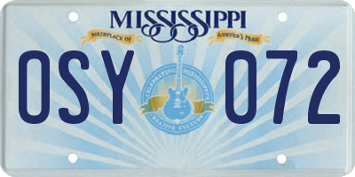 MS license plate OSY072