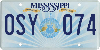 MS license plate OSY074