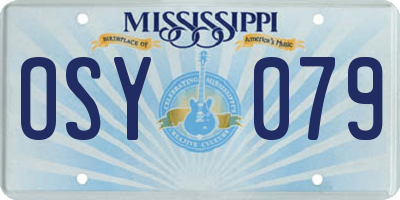MS license plate OSY079