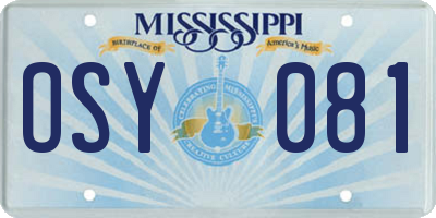 MS license plate OSY081