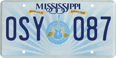 MS license plate OSY087