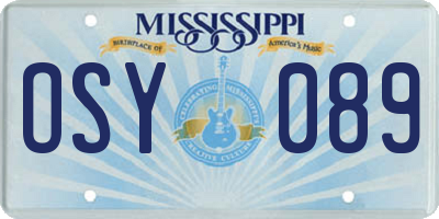 MS license plate OSY089
