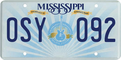 MS license plate OSY092