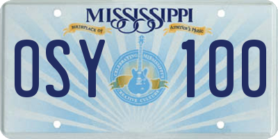 MS license plate OSY100