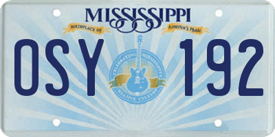 MS license plate OSY192