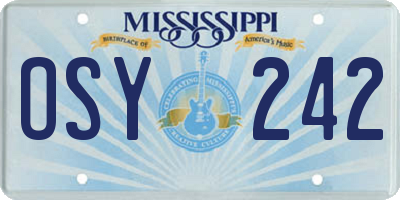 MS license plate OSY242