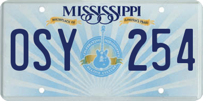 MS license plate OSY254