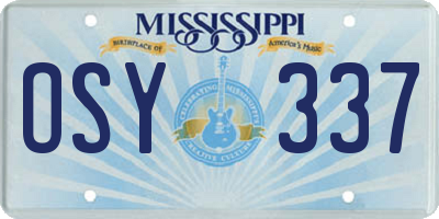 MS license plate OSY337