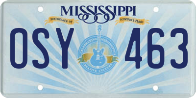 MS license plate OSY463