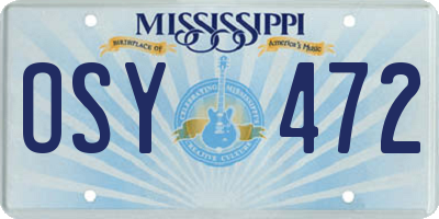 MS license plate OSY472