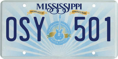 MS license plate OSY501