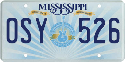 MS license plate OSY526