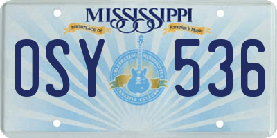 MS license plate OSY536