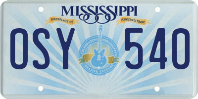 MS license plate OSY540
