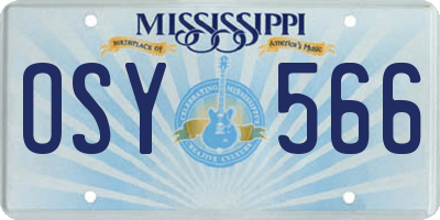 MS license plate OSY566