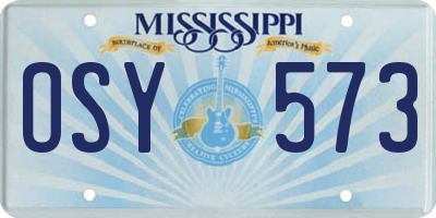 MS license plate OSY573