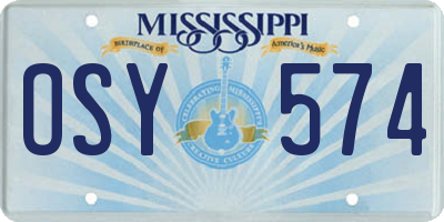 MS license plate OSY574