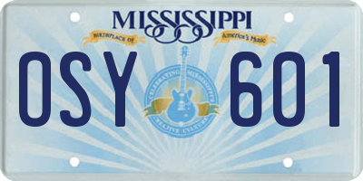 MS license plate OSY601