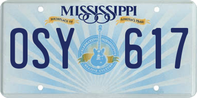 MS license plate OSY617