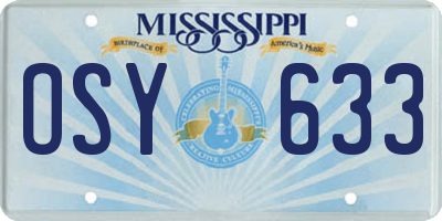 MS license plate OSY633