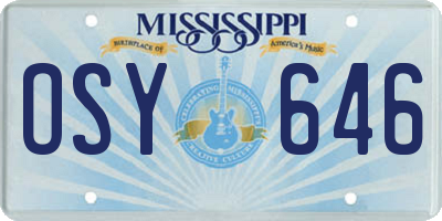 MS license plate OSY646