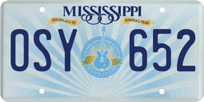 MS license plate OSY652