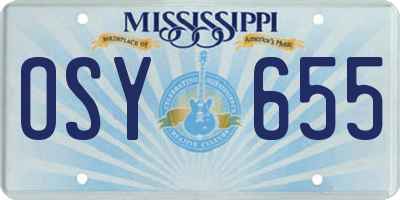 MS license plate OSY655