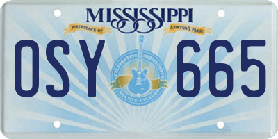 MS license plate OSY665