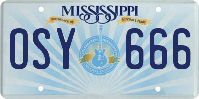 MS license plate OSY666