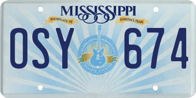 MS license plate OSY674
