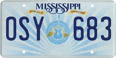 MS license plate OSY683