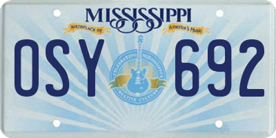 MS license plate OSY692