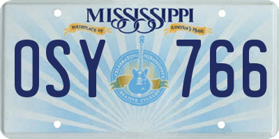 MS license plate OSY766