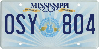 MS license plate OSY804