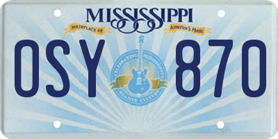 MS license plate OSY870