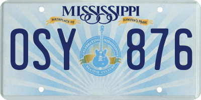 MS license plate OSY876