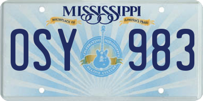 MS license plate OSY983