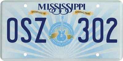 MS license plate OSZ302
