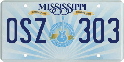 MS license plate OSZ303