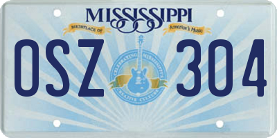 MS license plate OSZ304