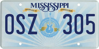 MS license plate OSZ305