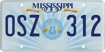 MS license plate OSZ312
